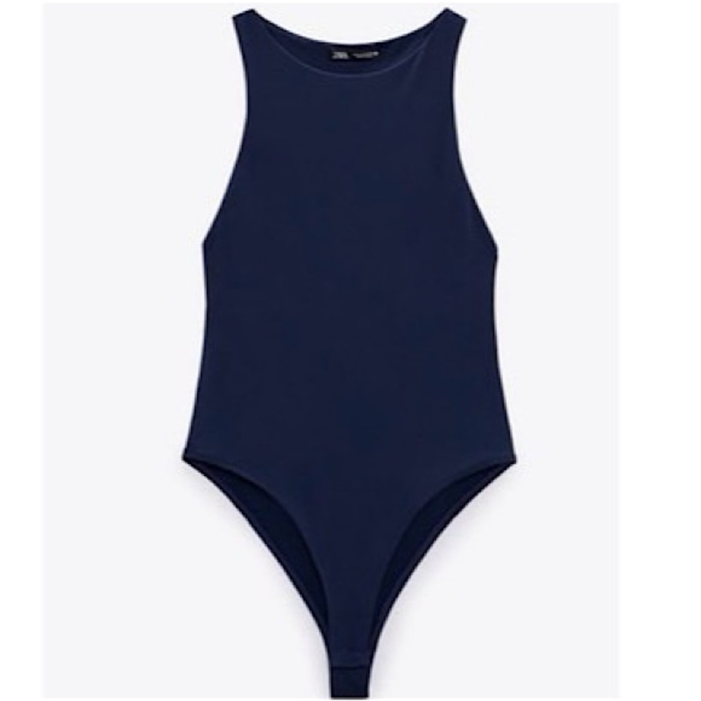 Zara Halter Neck Seamless Bodysuit - Navy
